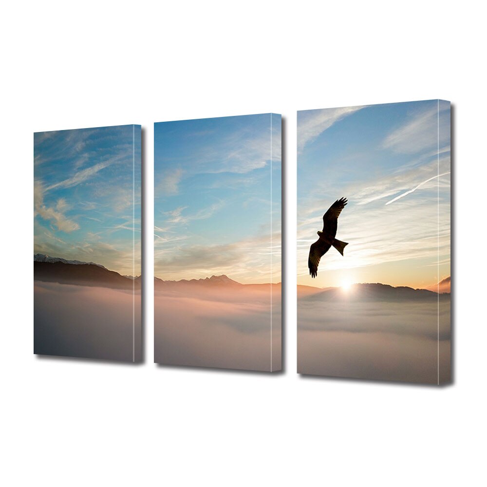 Set Tablouri Multicanvas 3 piese ArtDeco, Pasare calatoare, Panza pe cadru de lemn, Decoratiuni Moderne pentru Casa, 3 x 40 x 60 cm