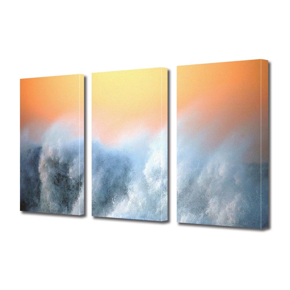 Set Tablouri Multicanvas 3 piese ArtDeco, Nelinistea valurilor, Panza pe cadru de lemn, Decoratiuni Moderne pentru Casa, 3 x 30 x 45 cm