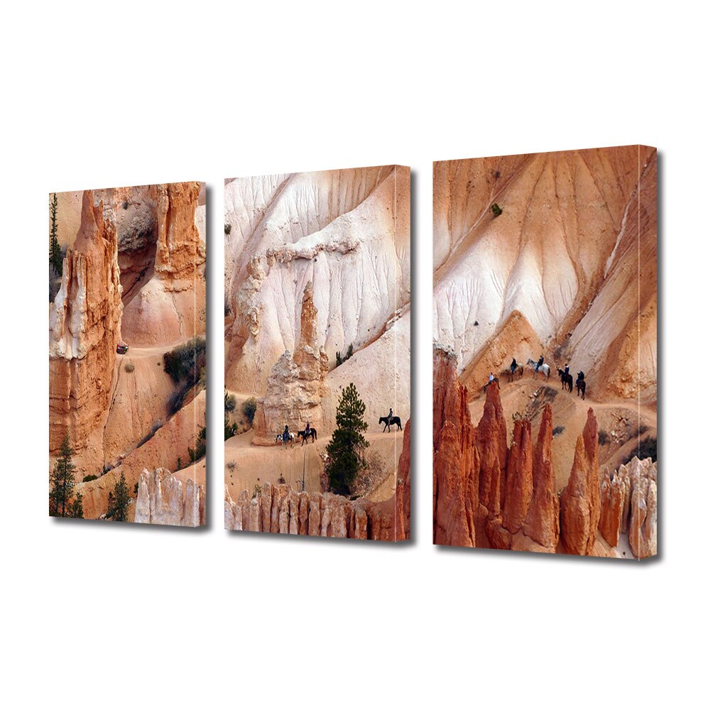 Set Tablouri Multicanvas 3 piese ArtDeco, Calarind pe stanci, Panza pe cadru de lemn, Decoratiuni Moderne pentru Casa, 3 x 70 x 100 cm