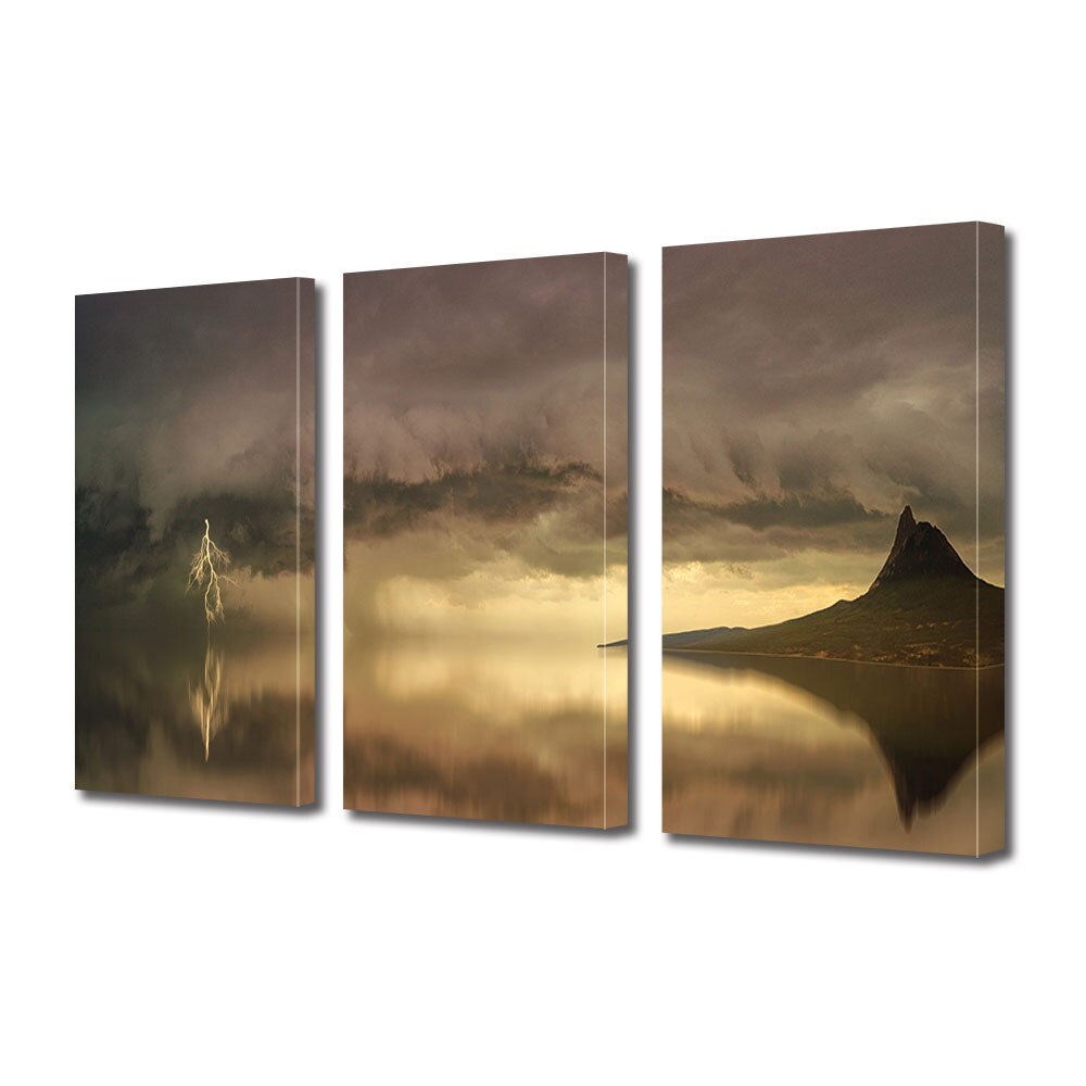 Set Tablouri Multicanvas 3 piese ArtDeco, Fulger in larg, Panza pe cadru de lemn, Decoratiuni Moderne pentru Casa, 3 x 20 x 30 cm