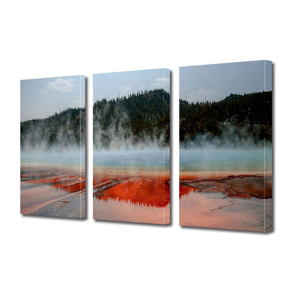 Set Tablouri Multicanvas ArtDeco, Lac rosu, Panza pe cadru de lemn, Decoratiuni Moderne pentru Casa, 3 piese, 3 x 20 x 30 cm