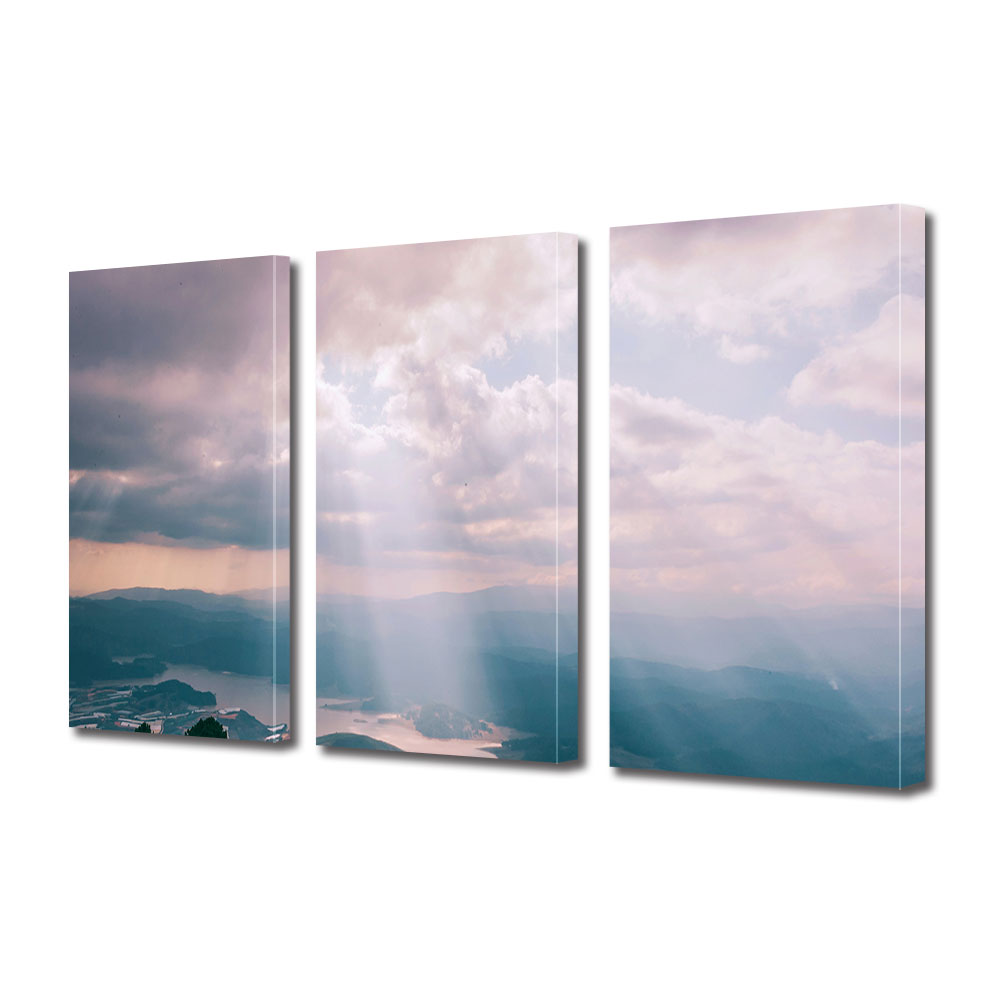 Set Tablouri Multicanvas 3 piese ArtDeco, Raze imprastiate, Panza pe cadru de lemn, Decoratiuni Moderne pentru Casa, 3 x 30 x 45 cm