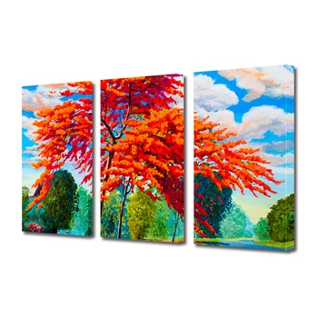 Set Tablouri Multicanvas 3 piese ArtDeco, Pata de culoare in natura pictata, Panza pe cadru de lemn, Decoratiuni Moderne pentru Casa, 3 x 50 x 70 cm Set Tablouri Multicanvas 3 piese ArtDeco, Pata de culoare in natura pictata, Panza pe cadru de lemn, Decoratiuni Moderne pentru Casa, 3 x 50 x 70 cm