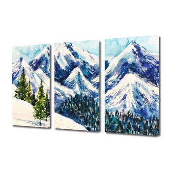 Set Tablouri Multicanvas 3 piese ArtDeco, Peisaj montan de iarna, Panza pe cadru de lemn, Decoratiuni Moderne pentru Casa, 3 x 30 x 45 cm Set Tablouri Multicanvas 3 piese ArtDeco, Peisaj montan de iarna, Panza pe cadru de lemn, Decoratiuni Moderne pentru Casa, 3 x 30 x 45 cm