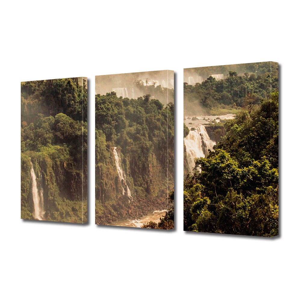 Set Tablouri Multicanvas ArtDeco, Cascade in trepte, Panza pe cadru de lemn, Decoratiuni Moderne pentru Casa, 3 piese, 3 x 20 x 30 cm