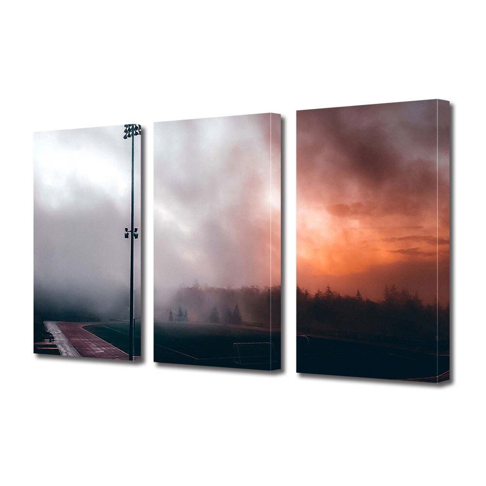 Set Tablouri Multicanvas 3 piese ArtDeco, Ceata pe stadion, Panza pe cadru de lemn, Decoratiuni Moderne pentru Casa, 3 x 20 x 30 cm