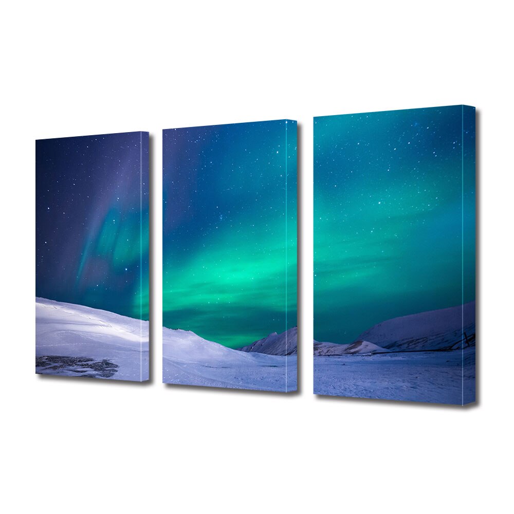 Set Tablouri Multicanvas 3 piese ArtDeco, Cer in albastru si turcoaz, Panza pe cadru de lemn, Decoratiuni Moderne pentru Casa, 3 x 70 x 100 cm