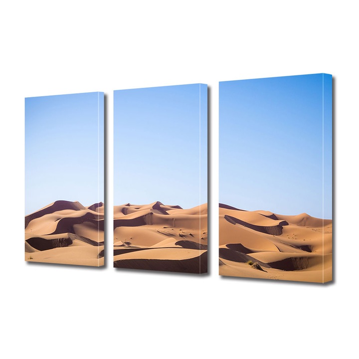 Set Tablouri Multicanvas 3 piese ArtDeco, Dune de nisip, Panza pe cadru de lemn, Decoratiuni Moderne pentru Casa, 3 x 40 x 60 cm