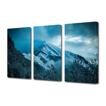 Set Tablouri Multicanvas 3 piese ArtDeco, Ceata si munti, Panza pe cadru de lemn, Decoratiuni Moderne pentru Casa, 3 x 40 x 60 cm Set Tablouri Multicanvas 3 piese ArtDeco, Ceata si munti, Panza pe cadru de lemn, Decoratiuni Moderne pentru Casa, 3 x 40 x 60 cm