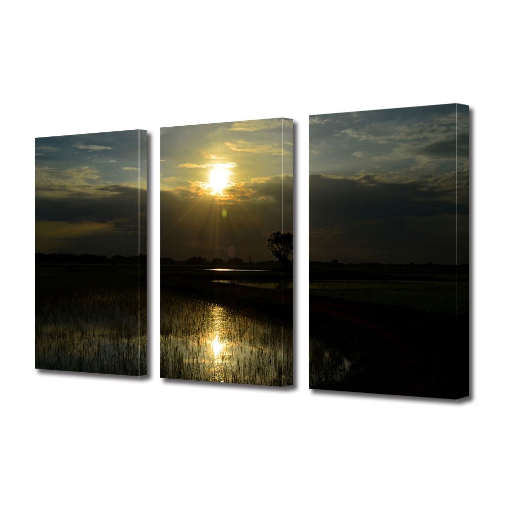 Set Tablouri Multicanvas 3 piese ArtDeco, Stralucind in intuneric, Panza pe cadru de lemn, Decoratiuni Moderne pentru Casa, 3 x 70 x 100 cm