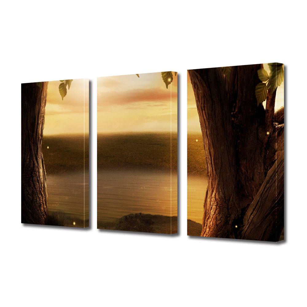 Set Tablouri Multicanvas 3 piese ArtDeco, Mare de mistere, Panza pe cadru de lemn, Decoratiuni Moderne pentru Casa, 3 x 50 x 70 cm