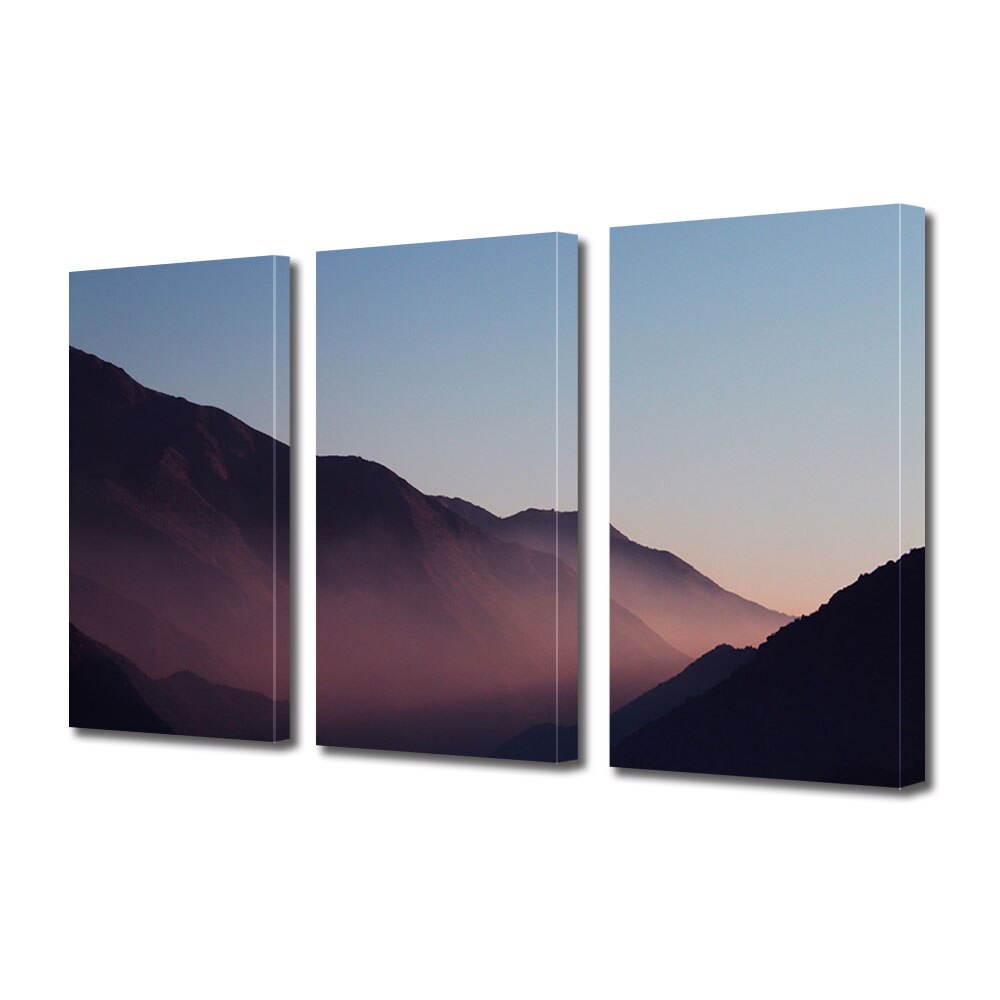 Set Tablouri Multicanvas 3 piese ArtDeco, Dealuri mistice, Panza pe cadru de lemn, Decoratiuni Moderne pentru Casa, 3 x 70 x 100 cm