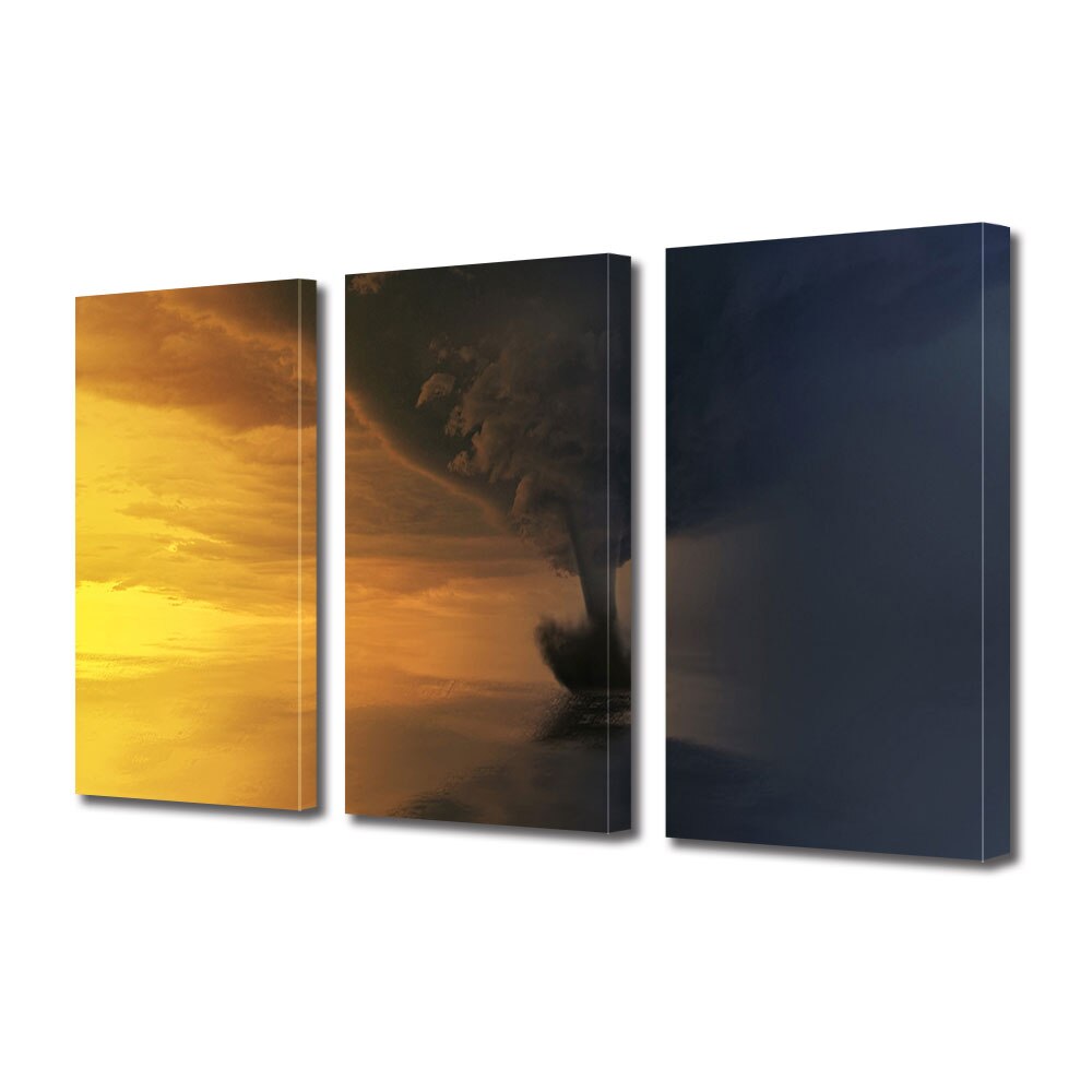 Set Tablouri Multicanvas 3 piese ArtDeco, Intre lumina si intuneric, Panza pe cadru de lemn, Decoratiuni Moderne pentru Casa, 3 x 40 x 60 cm