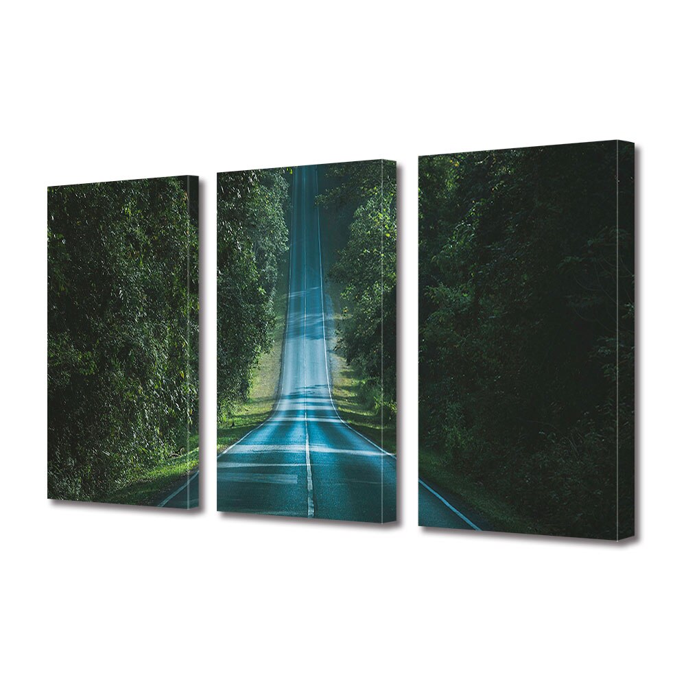 Set Tablouri Multicanvas 3 piese ArtDeco, Drum in padure, Panza pe cadru de lemn, Decoratiuni Moderne pentru Casa, 3 x 70 x 100 cm