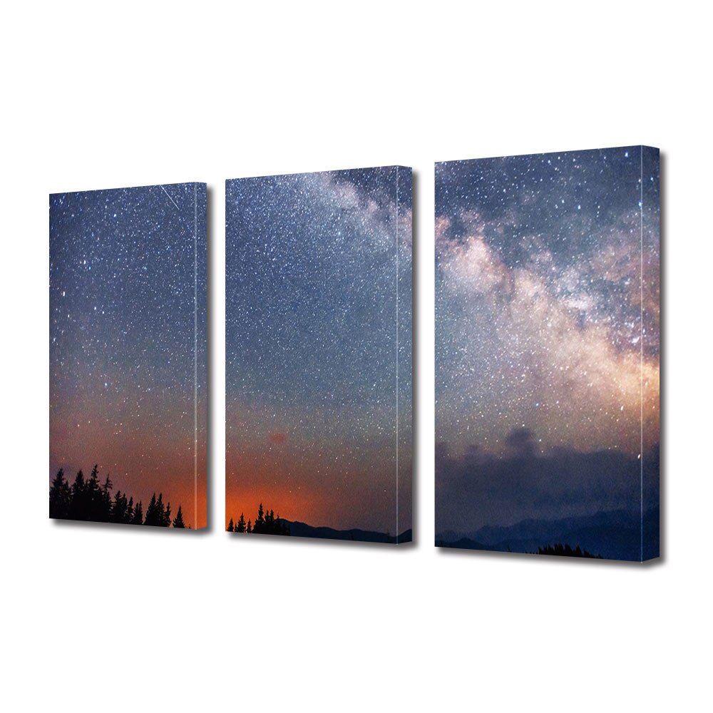 Set Tablouri Multicanvas 3 piese ArtDeco, Magia noptii, Panza pe cadru de lemn, Decoratiuni Moderne pentru Casa, 3 x 20 x 30 cm