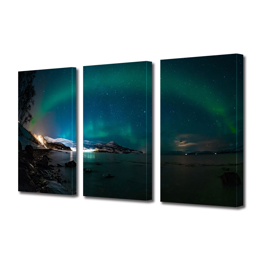 Set Tablouri Multicanvas ArtDeco, Cer misterios, Panza pe cadru de lemn, Decoratiuni Moderne pentru Casa, 3 piese, 3 x 30 x 45 cm