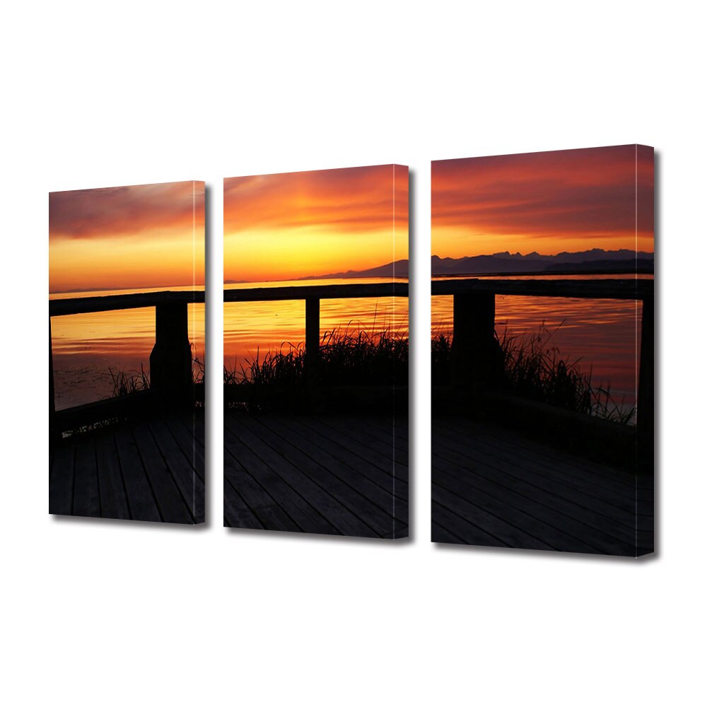 Set Tablouri Multicanvas 3 piese ArtDeco, Oranj de foc in larg, Panza pe cadru de lemn, Decoratiuni Moderne pentru Casa, 3 x 70 x 100 cm