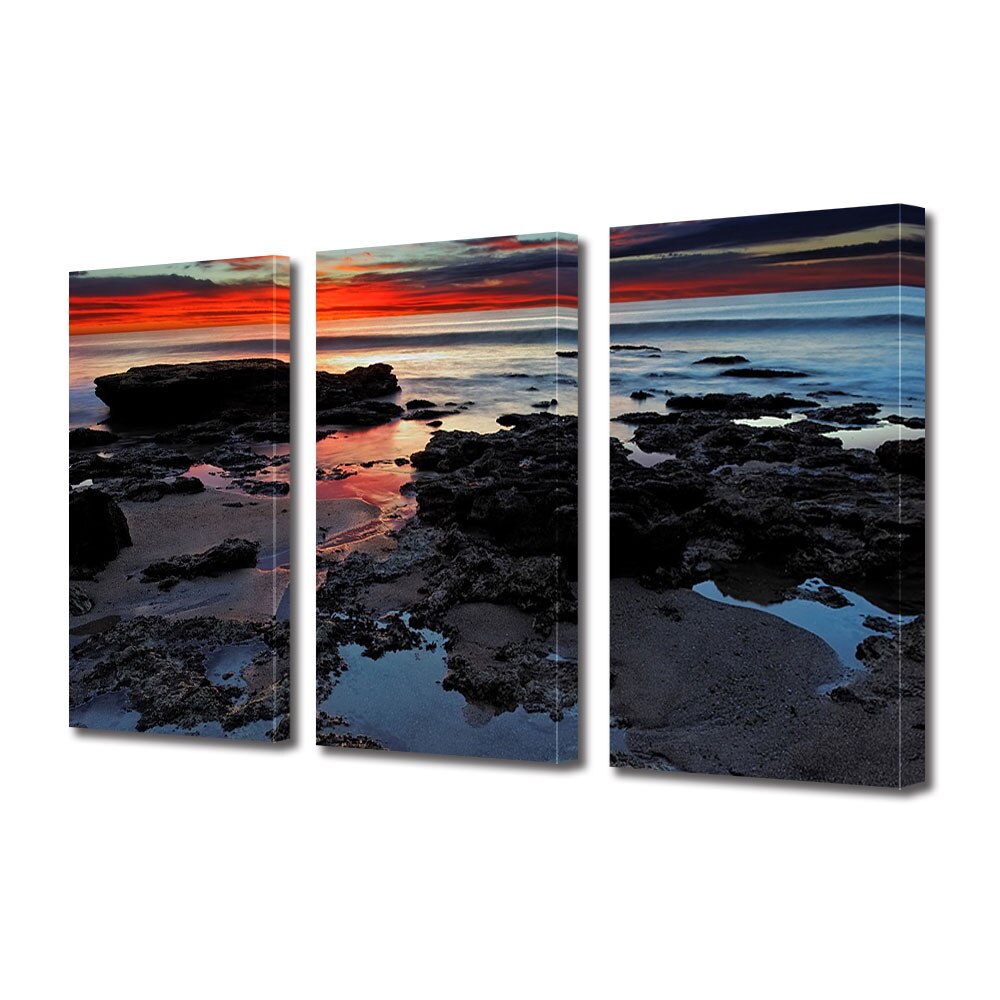 Set Tablouri Multicanvas 3 piese ArtDeco, Dupa apus, Panza pe cadru de lemn, Decoratiuni Moderne pentru Casa, 3 x 70 x 100 cm