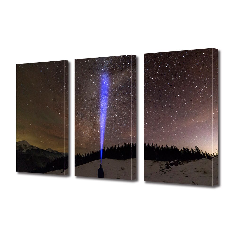 Set Tablouri Multicanvas 3 piese ArtDeco, Cer instelat, Panza pe cadru de lemn, Decoratiuni Moderne pentru Casa, 3 x 20 x 30 cm