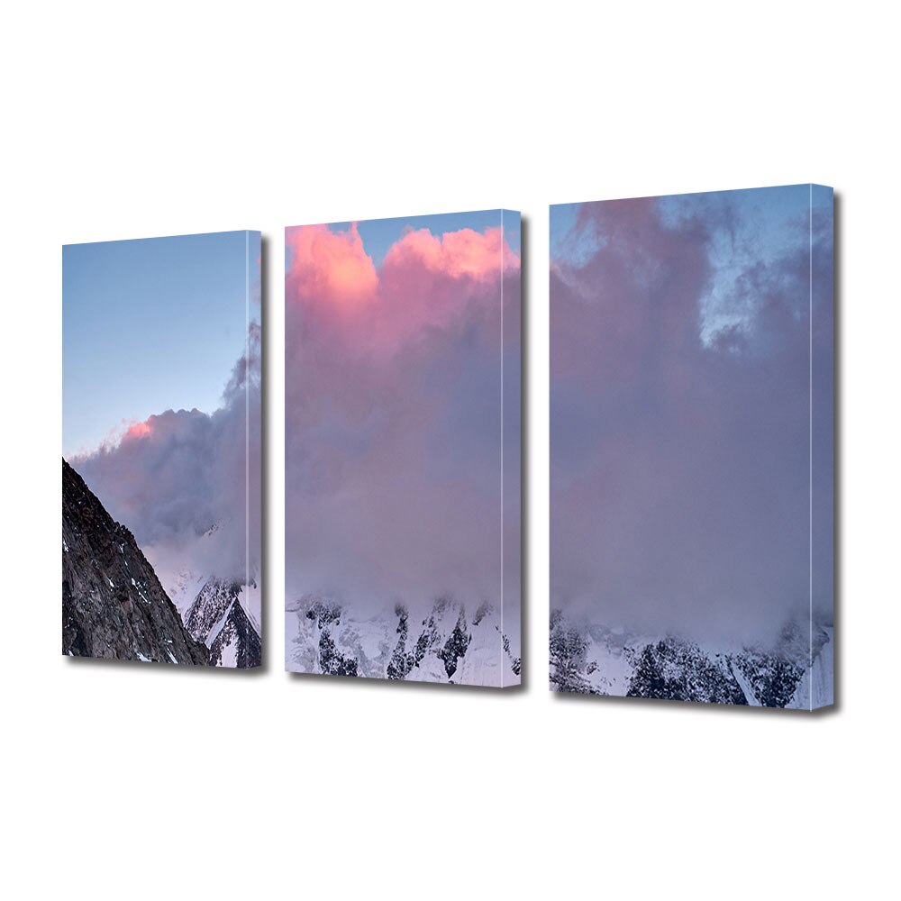 Set Tablouri Multicanvas 3 piese ArtDeco, Nori desi pe munte, Panza pe cadru de lemn, Decoratiuni Moderne pentru Casa, 3 x 40 x 60 cm