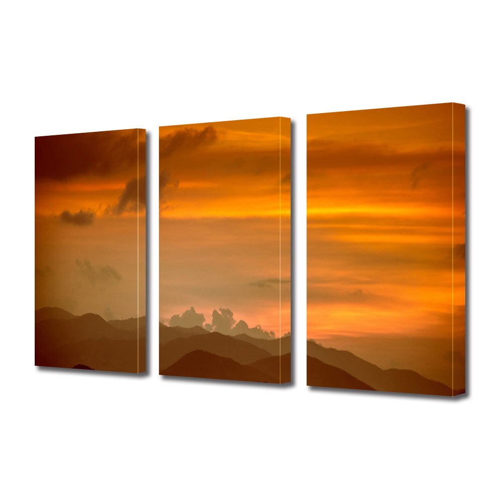 Set Tablouri Multicanvas 3 piese ArtDeco, Peisaj de foc, Panza pe cadru de lemn, Decoratiuni Moderne pentru Casa, 3 x 50 x 70 cm