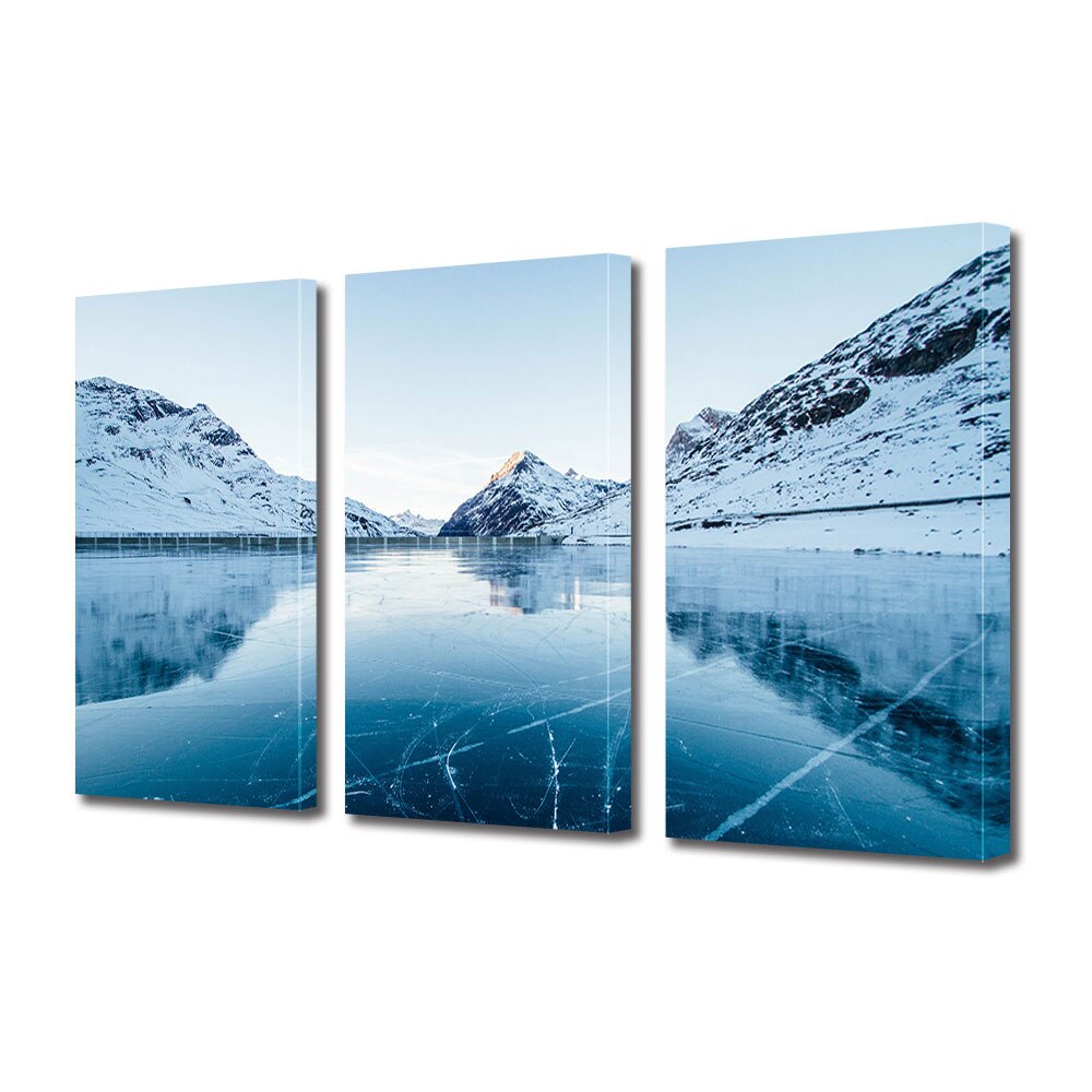 Set Tablouri Multicanvas 3 piese ArtDeco, Pe gheata, Panza pe cadru de lemn, Decoratiuni Moderne pentru Casa, 3 x 20 x 30 cm