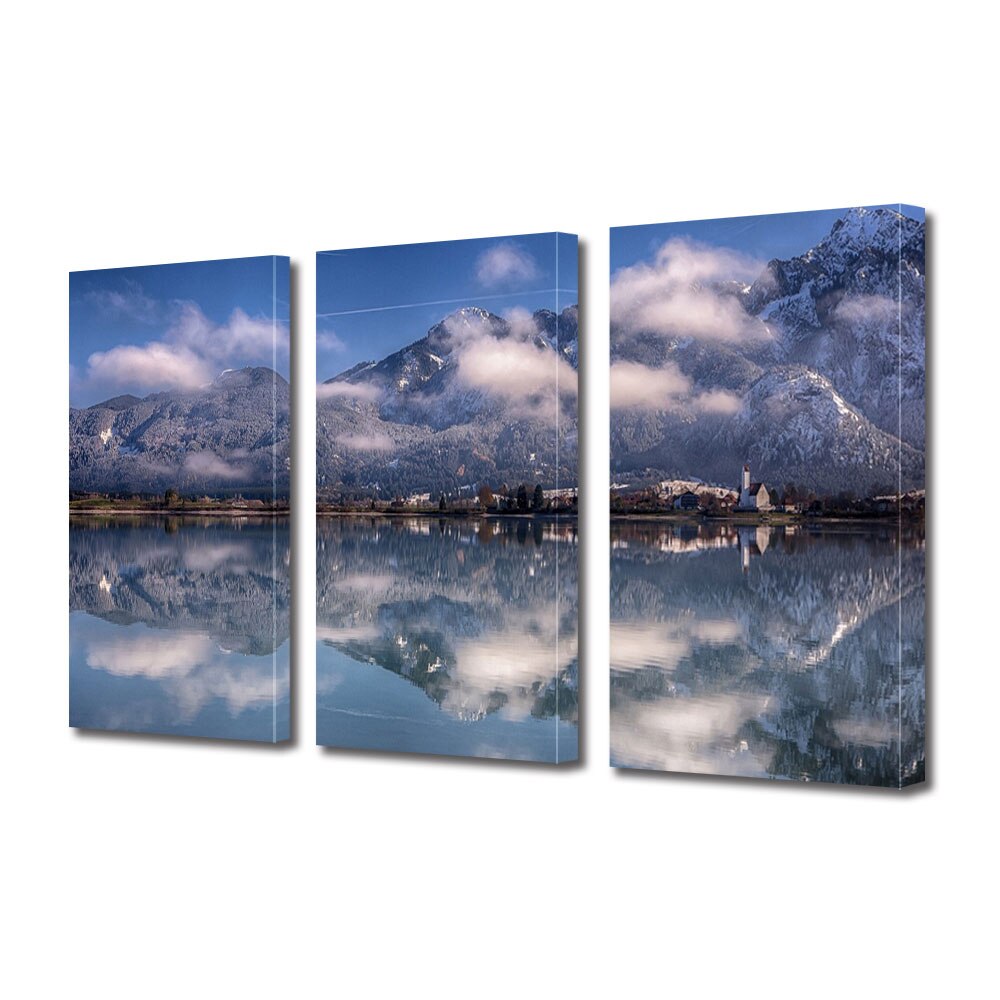 Set Tablouri Multicanvas ArtDeco, Oglinda apei, Panza pe cadru de lemn, Decoratiuni Moderne pentru Casa, 3 piese, 3 x 20 x 30 cm