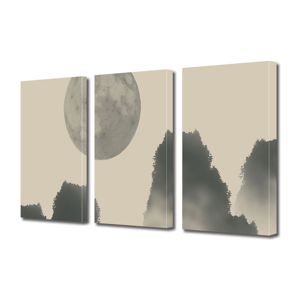 Set Tablouri Multicanvas 3 piese ArtDeco, Luna pe zi, Panza pe cadru de lemn, Decoratiuni Moderne pentru Casa, 3 x 20 x 30 cm