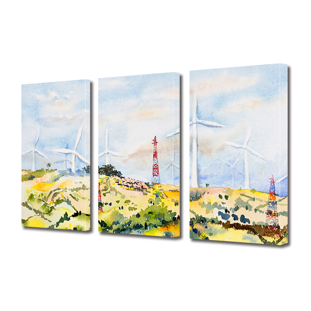 Set Tablouri Multicanvas 3 piese ArtDeco, Eoliene pictate, Panza pe cadru de lemn, Decoratiuni Moderne pentru Casa, 3 x 70 x 100 cm