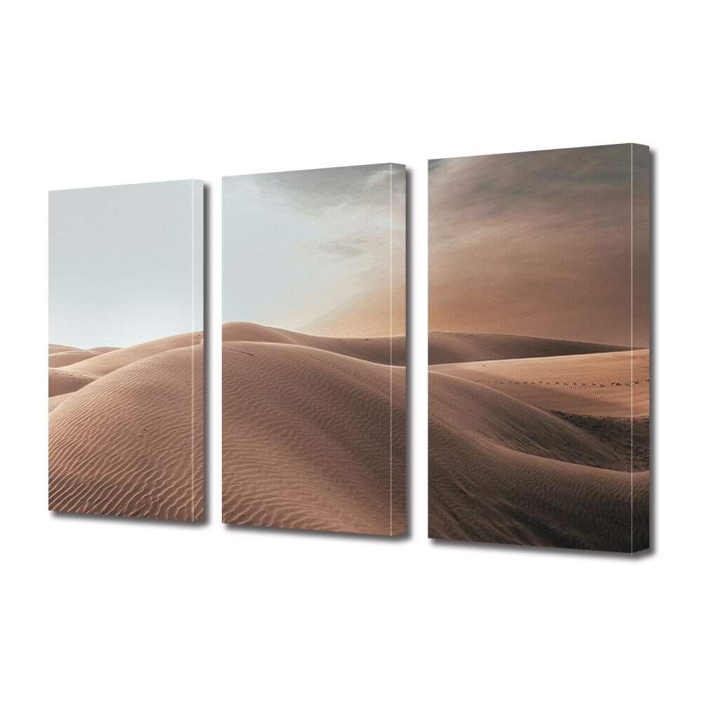 Set Tablouri Multicanvas 3 piese ArtDeco, Pustiul din desert, Panza pe cadru de lemn, Decoratiuni Moderne pentru Casa, 3 x 70 x 100 cm