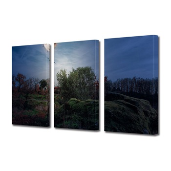 Set Tablouri Multicanvas 3 piese ArtDeco, Luna plina ca-n povesti, Panza pe cadru de lemn, Decoratiuni Moderne pentru Casa, 3 x 50 x 70 cm Set Tablouri Multicanvas 3 piese ArtDeco, Luna plina ca-n povesti, Panza pe cadru de lemn, Decoratiuni Moderne pentru Casa, 3 x 50 x 70 cm