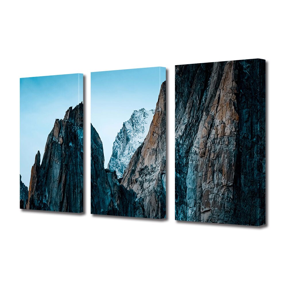 Set Tablouri Multicanvas 3 piese ArtDeco, Stanci inaltandu-se spre cerul albastru, Panza pe cadru de lemn, Decoratiuni Moderne pentru Casa, 3 x 70 x 100 cm