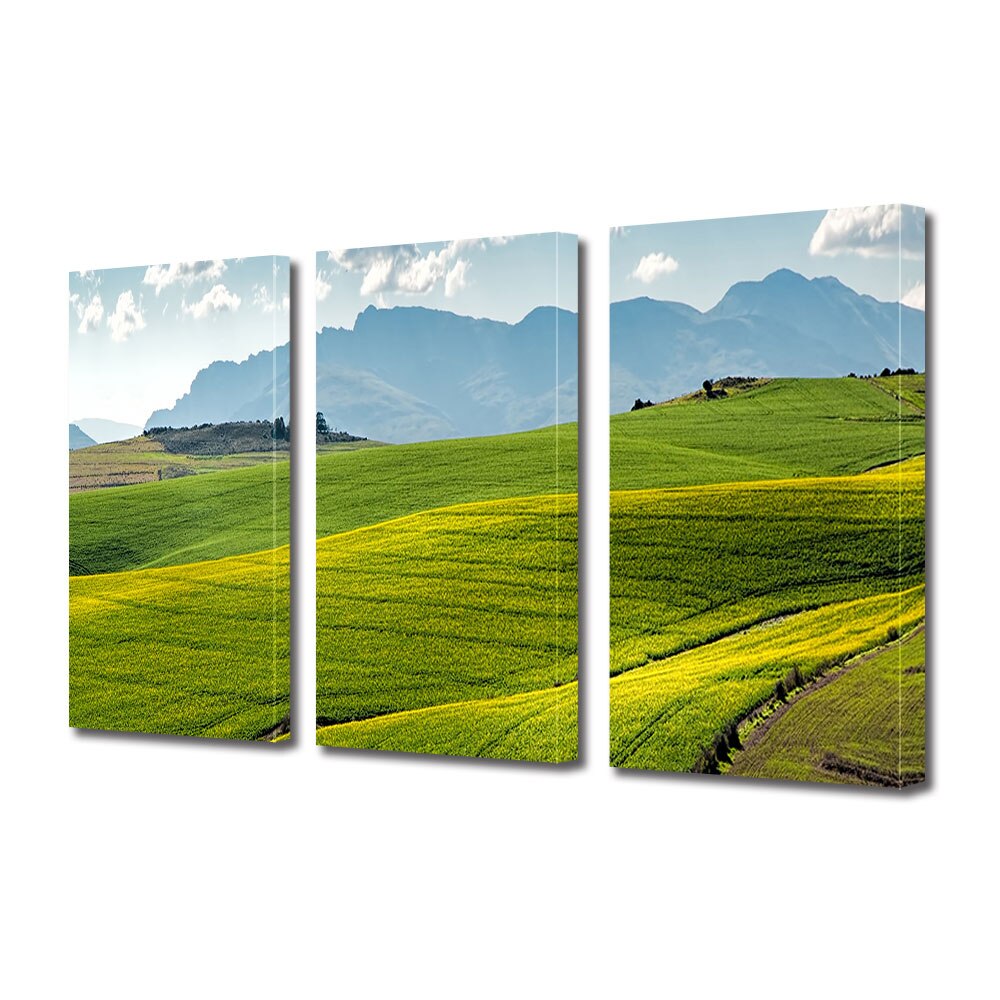 Set Tablouri Multicanvas 3 piese ArtDeco, Dealuri inverzite, Panza pe cadru de lemn, Decoratiuni Moderne pentru Casa, 3 x 20 x 30 cm