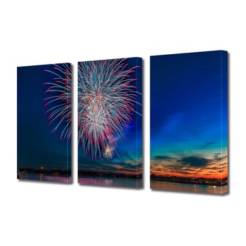Set Tablouri Multicanvas 3 piese ArtDeco, Artificii la mare, Panza pe cadru de lemn, Decoratiuni Moderne pentru Casa, 3 x 20 x 30 cm Set Tablouri Multicanvas 3 piese ArtDeco, Artificii la mare, Panza pe cadru de lemn, Decoratiuni Moderne pentru Casa, 3 x 20 x 30 cm