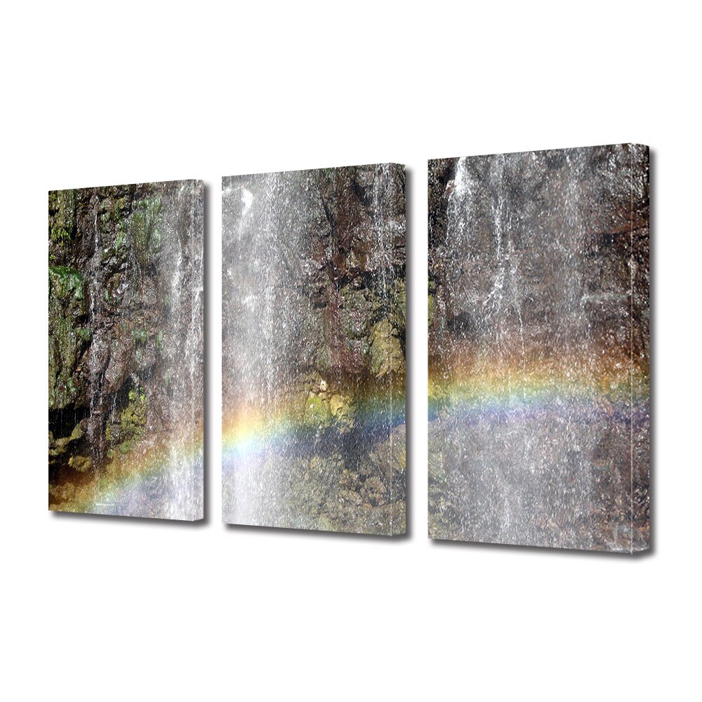 Set Tablouri Multicanvas 3 piese ArtDeco, Spectru multicolor sub apa curgatoare, Panza pe cadru de lemn, Decoratiuni Moderne pentru Casa, 3 x 70 x 100 cm