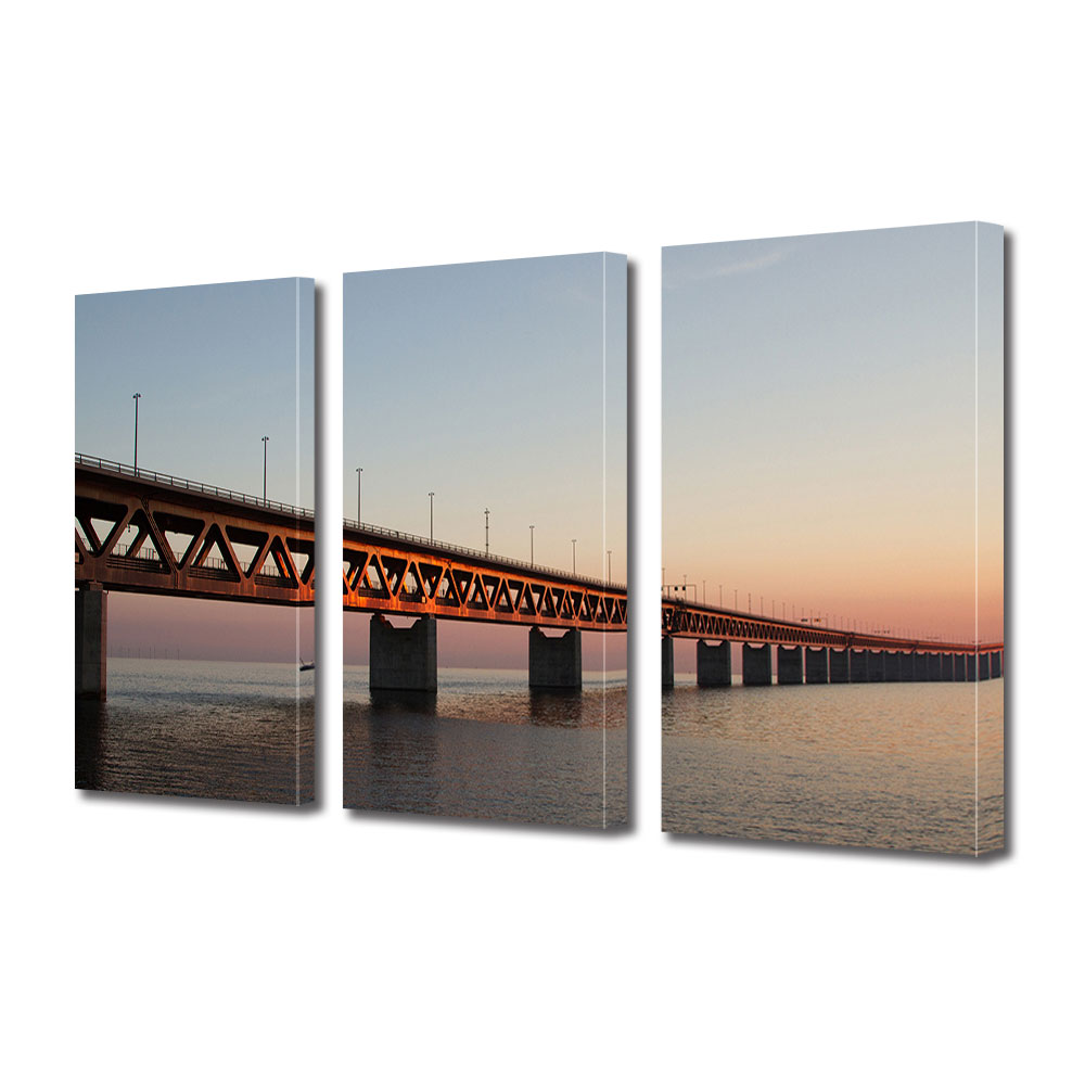 Set Tablouri Multicanvas 3 piese ArtDeco, Cale peste ocean, Panza pe cadru de lemn, Decoratiuni Moderne pentru Casa, 3 x 20 x 30 cm