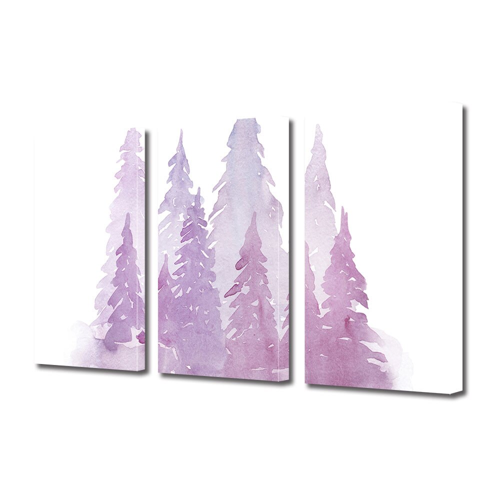 Set Tablouri Multicanvas 3 piese ArtDeco, Pictura cu brazi, Panza pe cadru de lemn, Decoratiuni Moderne pentru Casa, 3 x 70 x 100 cm