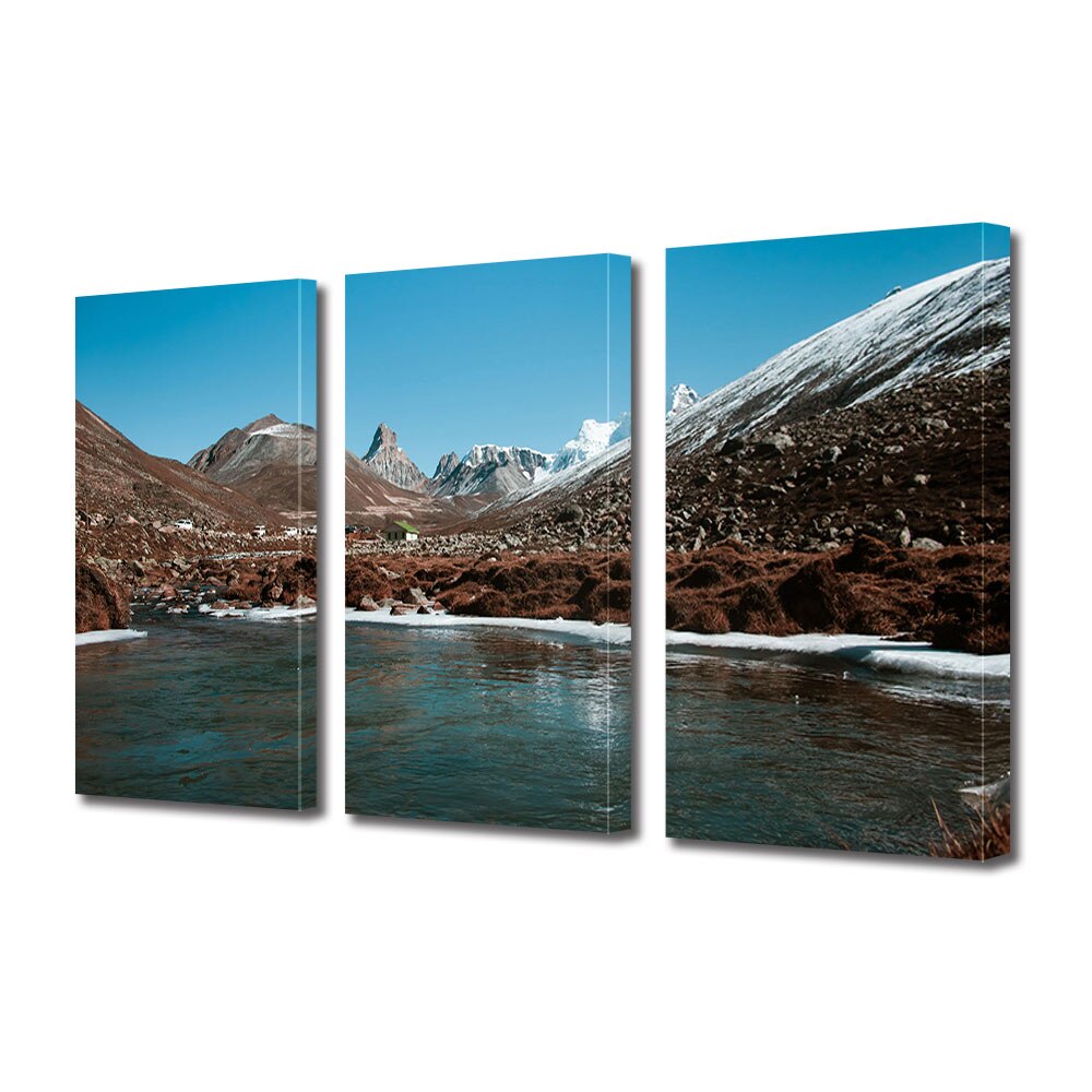 Set Tablouri Multicanvas 3 piese ArtDeco, Lac dezghetat, Panza pe cadru de lemn, Decoratiuni Moderne pentru Casa, 3 x 50 x 70 cm