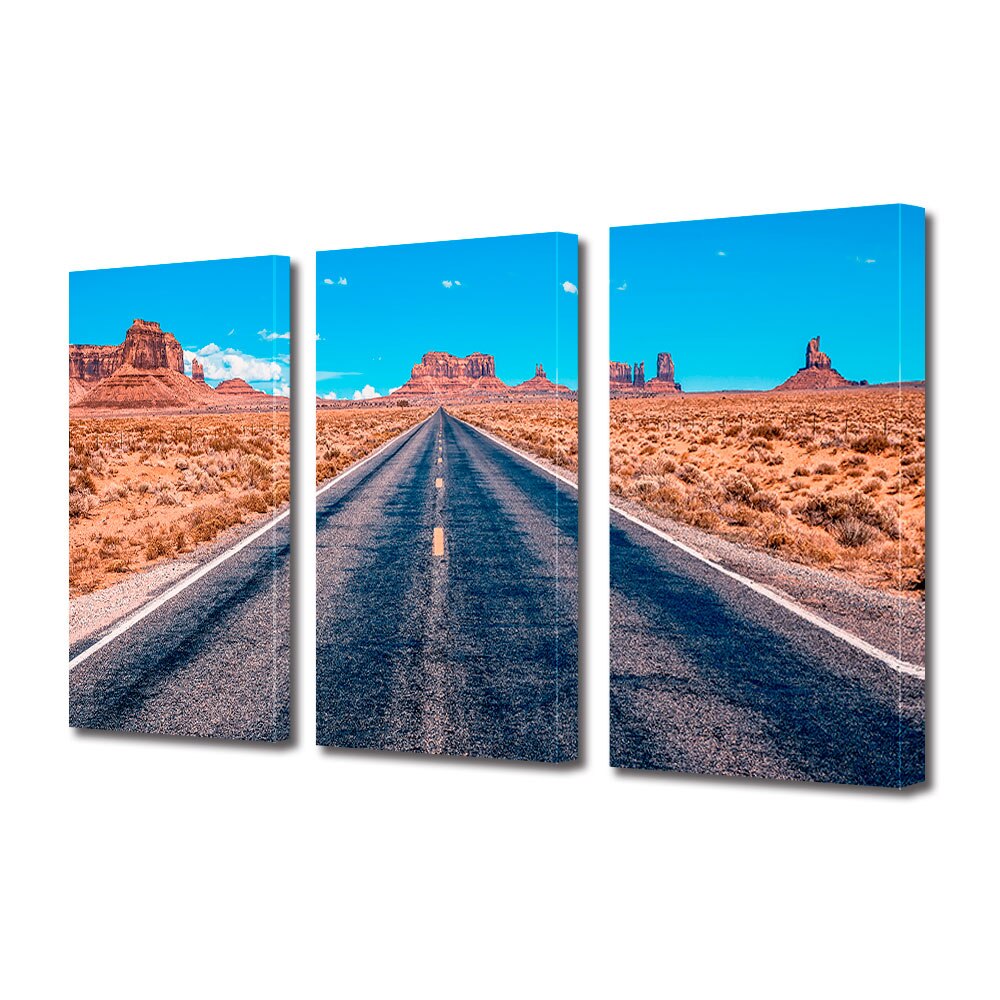 Set Tablouri Multicanvas 3 piese ArtDeco, Pe drum, Panza pe cadru de lemn, Decoratiuni Moderne pentru Casa, 3 x 20 x 30 cm