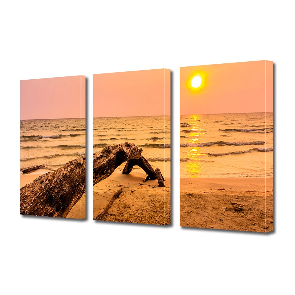 Set Tablouri Multicanvas 3 piese ArtDeco, Oranj roscat, Panza pe cadru de lemn, Decoratiuni Moderne pentru Casa, 3 x 70 x 100 cm