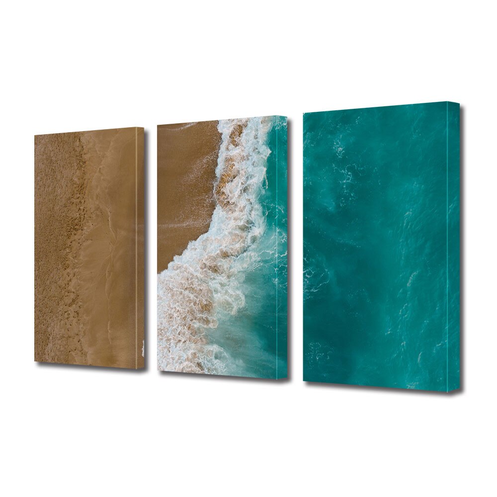 Set Tablouri Multicanvas 3 piese ArtDeco, Farmecul valurilor, Panza pe cadru de lemn, Decoratiuni Moderne pentru Casa, 3 x 70 x 100 cm