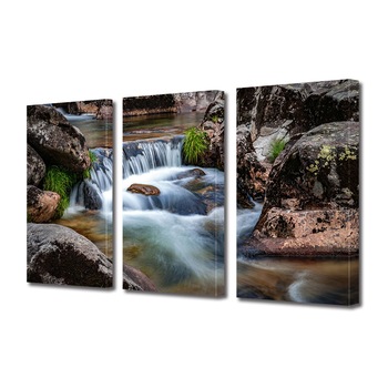 Set Tablouri Multicanvas 3 piese ArtDeco, Ape curgatoare rapide, Panza pe cadru de lemn, Decoratiuni Moderne pentru Casa, 3 x 40 x 60 cm Set Tablouri Multicanvas 3 piese ArtDeco, Ape curgatoare rapide, Panza pe cadru de lemn, Decoratiuni Moderne pentru Casa, 3 x 40 x 60 cm