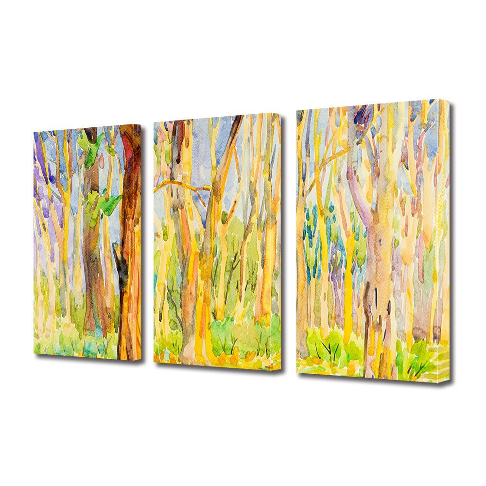 Set Tablouri Multicanvas 3 piese ArtDeco, Cromatica de toamna, Panza pe cadru de lemn, Decoratiuni Moderne pentru Casa, 3 x 70 x 100 cm