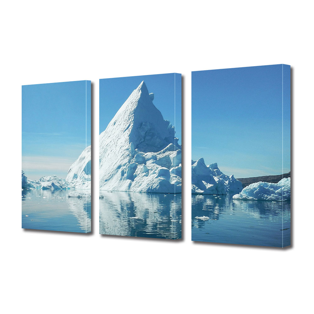 Set Tablouri Multicanvas 3 piese ArtDeco, Polul Nord, Panza pe cadru de lemn, Decoratiuni Moderne pentru Casa, 3 x 70 x 100 cm