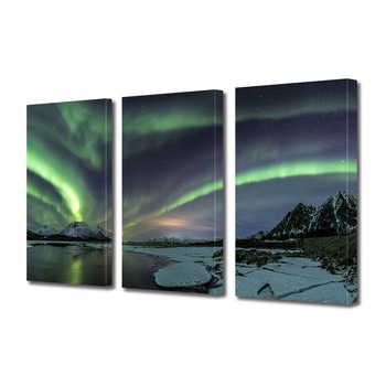 Set Tablouri Multicanvas 3 piese ArtDeco, Peisaj din tarile nordice, Panza pe cadru de lemn, Decoratiuni Moderne pentru Casa, 3 x 50 x 70 cm Set Tablouri Multicanvas 3 piese ArtDeco, Peisaj din tarile nordice, Panza pe cadru de lemn, Decoratiuni Moderne pentru Casa, 3 x 50 x 70 cm