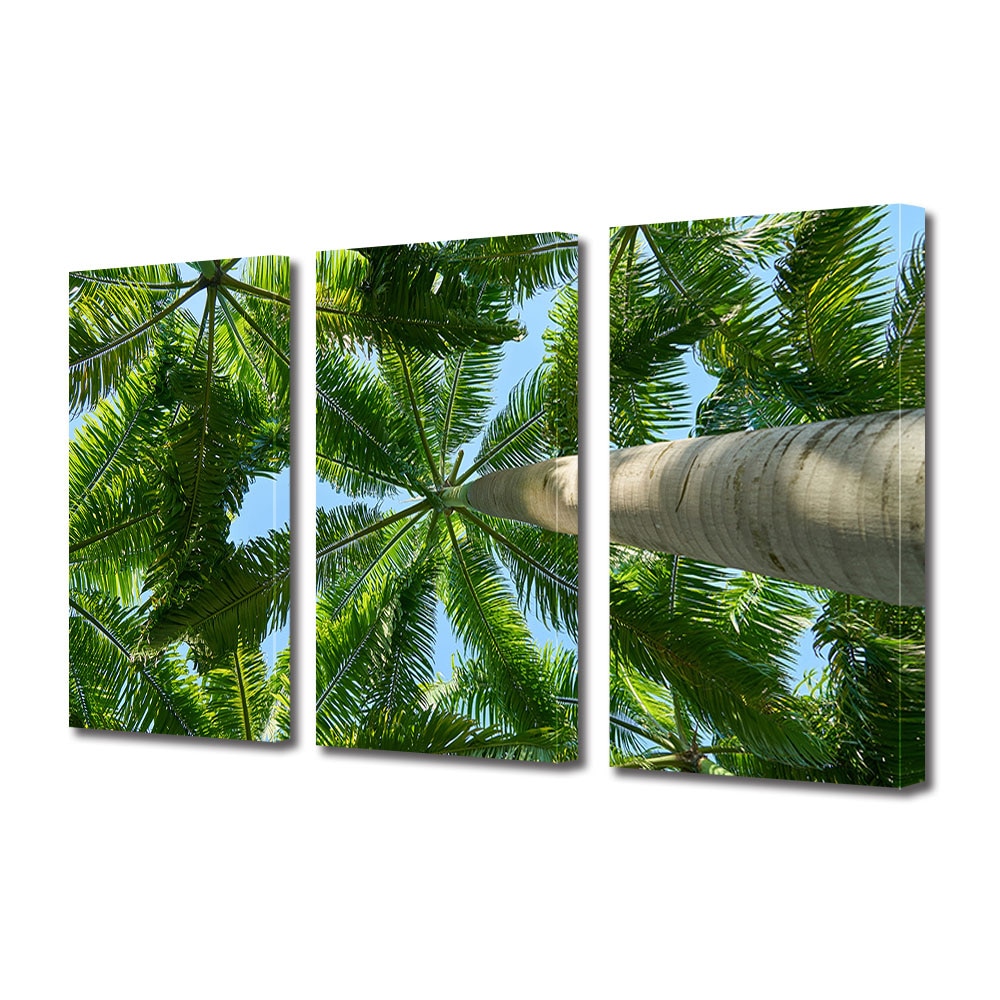 Set Tablouri Multicanvas 3 piese ArtDeco, La umbra palmierilor, Panza pe cadru de lemn, Decoratiuni Moderne pentru Casa, 3 x 70 x 100 cm
