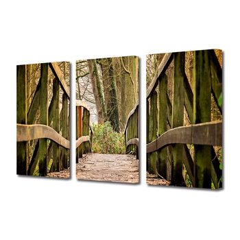 Set Tablouri Multicanvas 3 piese ArtDeco, Pod din lemn in padure, Panza pe cadru de lemn, Decoratiuni Moderne pentru Casa, 3 x 40 x 60 cm Set Tablouri Multicanvas 3 piese ArtDeco, Pod din lemn in padure, Panza pe cadru de lemn, Decoratiuni Moderne pentru Casa, 3 x 40 x 60 cm