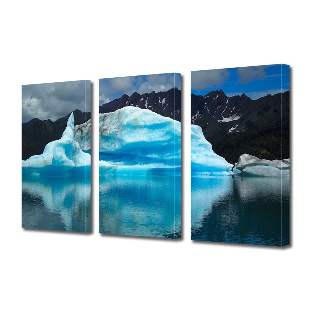 Set Tablouri Multicanvas 3 piese ArtDeco, Iceberg, Panza pe cadru de lemn, Decoratiuni Moderne pentru Casa, 3 x 70 x 100 cm