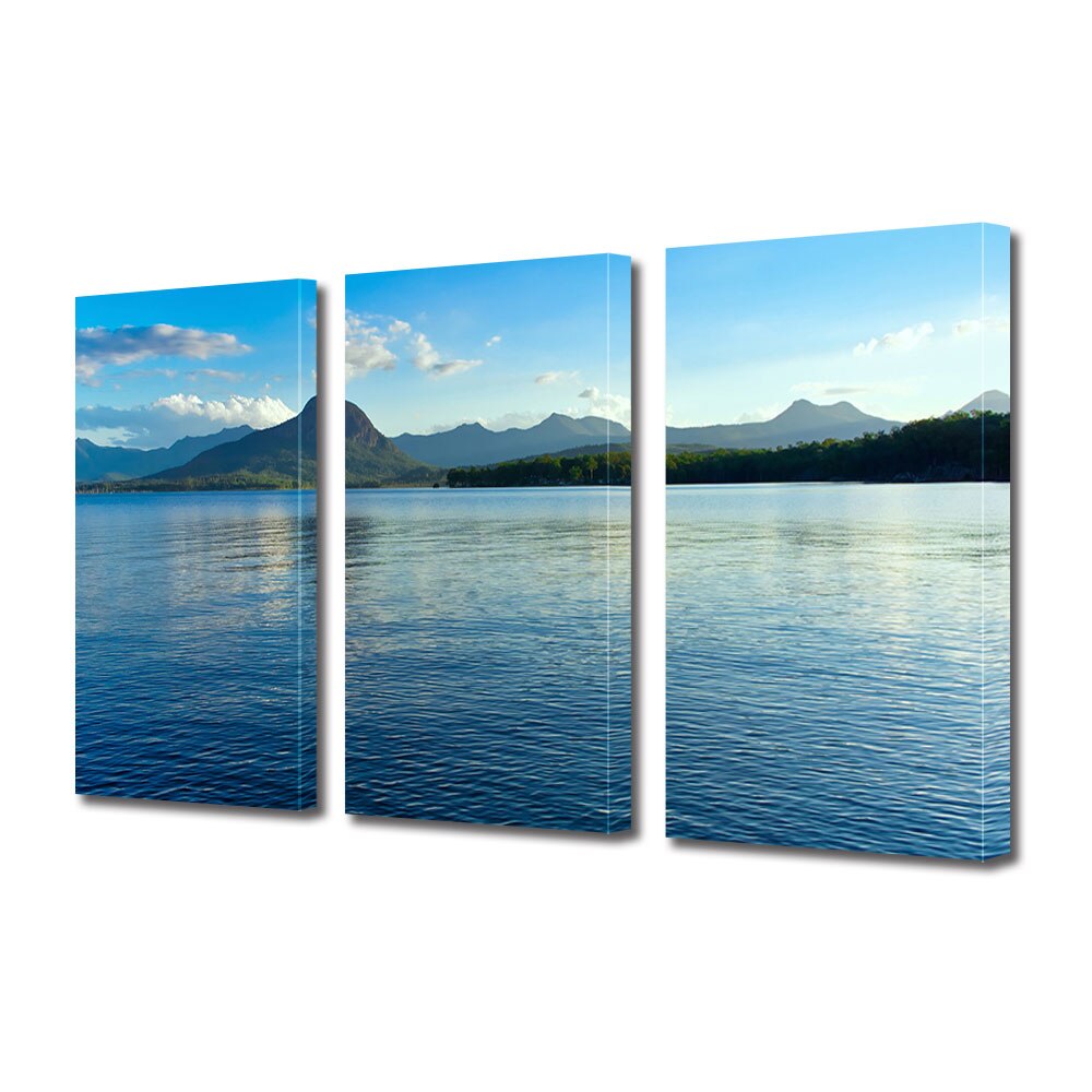 Set Tablouri Multicanvas ArtDeco, Lac linistit, Panza pe cadru de lemn, Decoratiuni Moderne pentru Casa, 3 piese, 3 x 30 x 45 cm