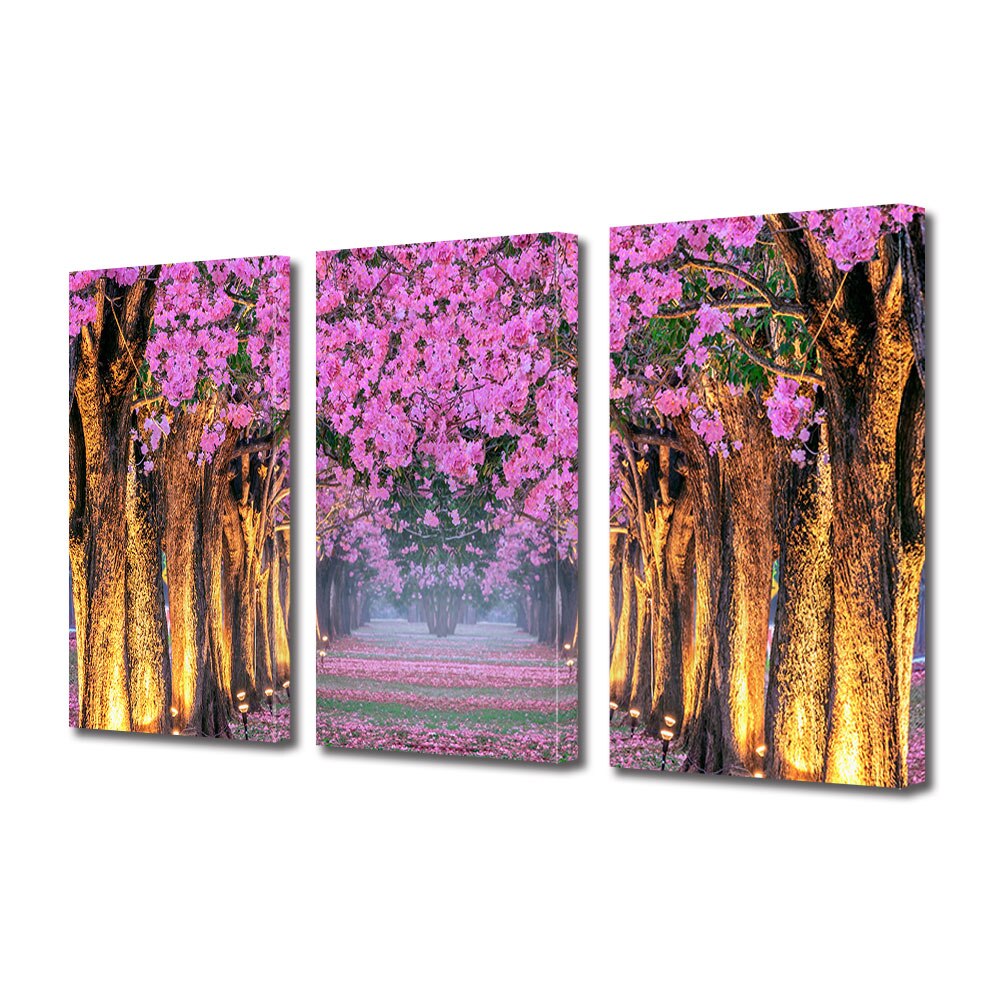 Set Tablouri Multicanvas 3 piese ArtDeco, Simetrie de primavara, Panza pe cadru de lemn, Decoratiuni Moderne pentru Casa, 3 x 70 x 100 cm